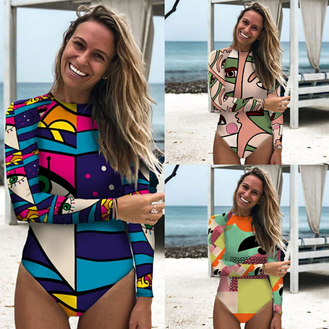 Surfing Swimsuit with Sexy Print Push Up Bikini for Women