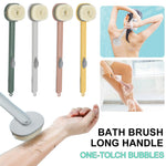 Long Handle Bath Brush With One-Tolch Bubbles Soap Dispenser